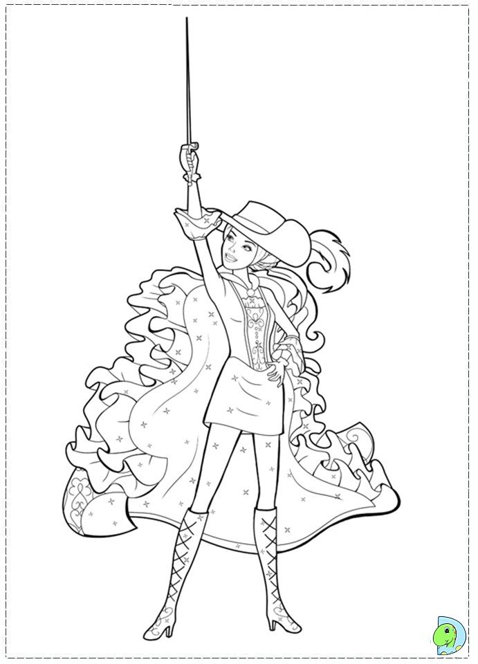 Barbie and the three Musketeers Coloring page- DinoKids.org