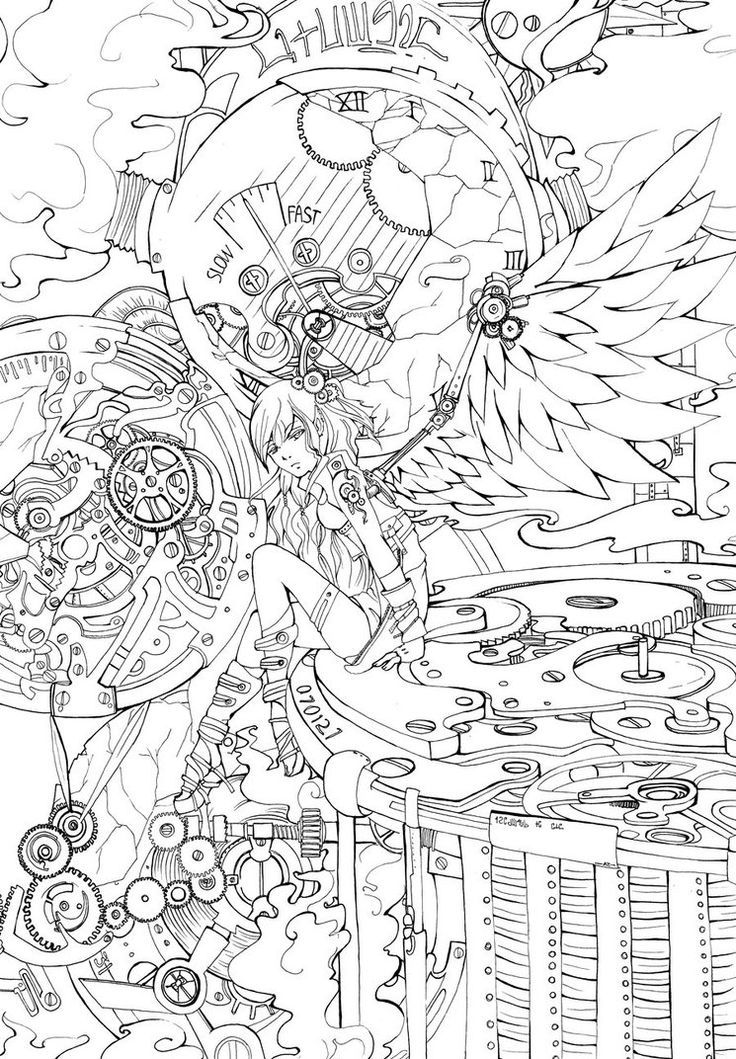 13 Pics of Steampunk Angel Coloring Pages - Detailed Coloring ...