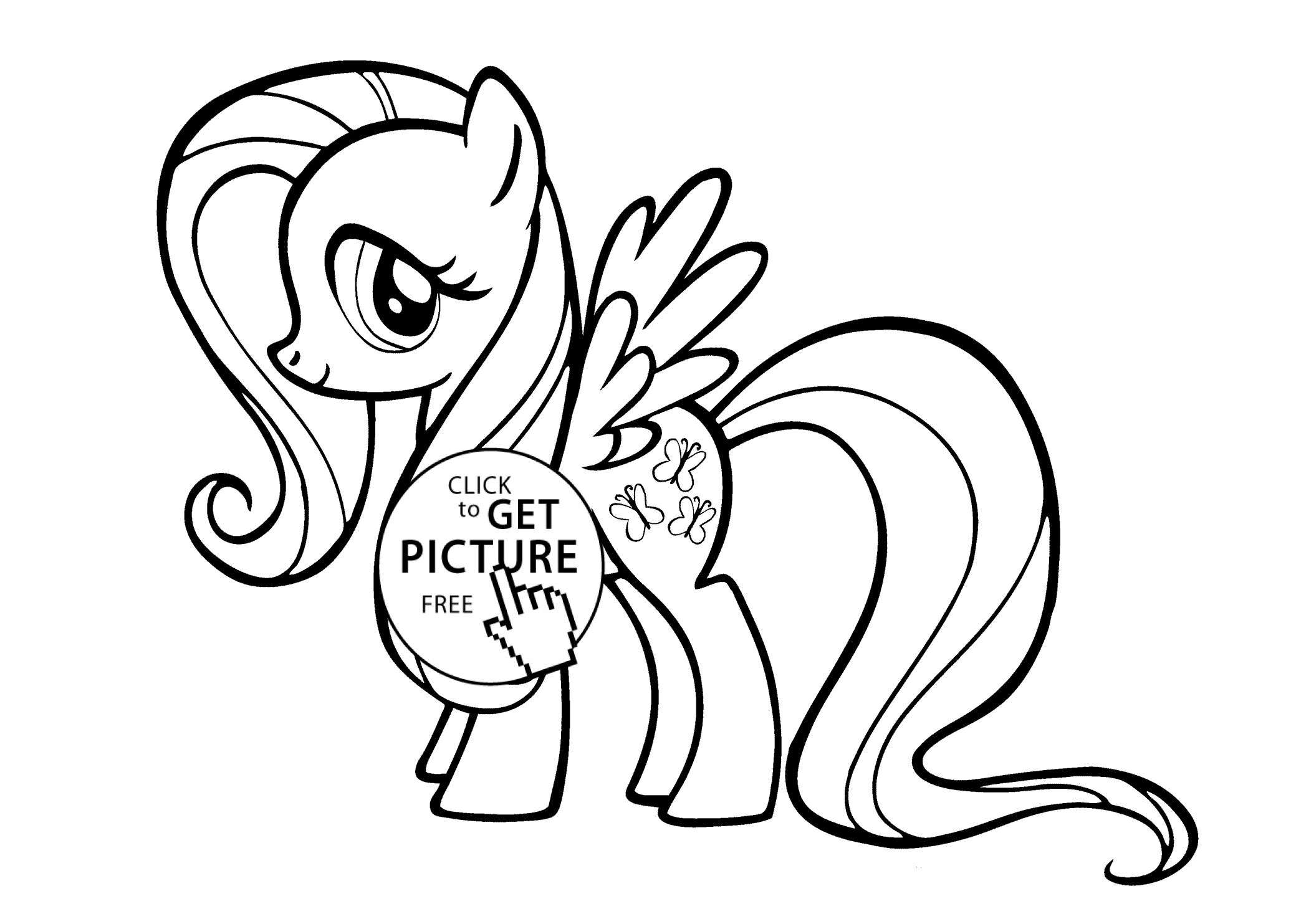 My Little Pony Fluttershy coloring pages for kids printable free |  coloing-4kids.com
