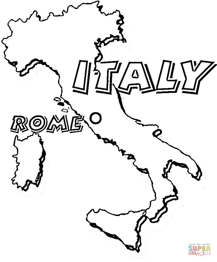 Map of Italy. Rome is the capital of Italy coloring page | Free ...
