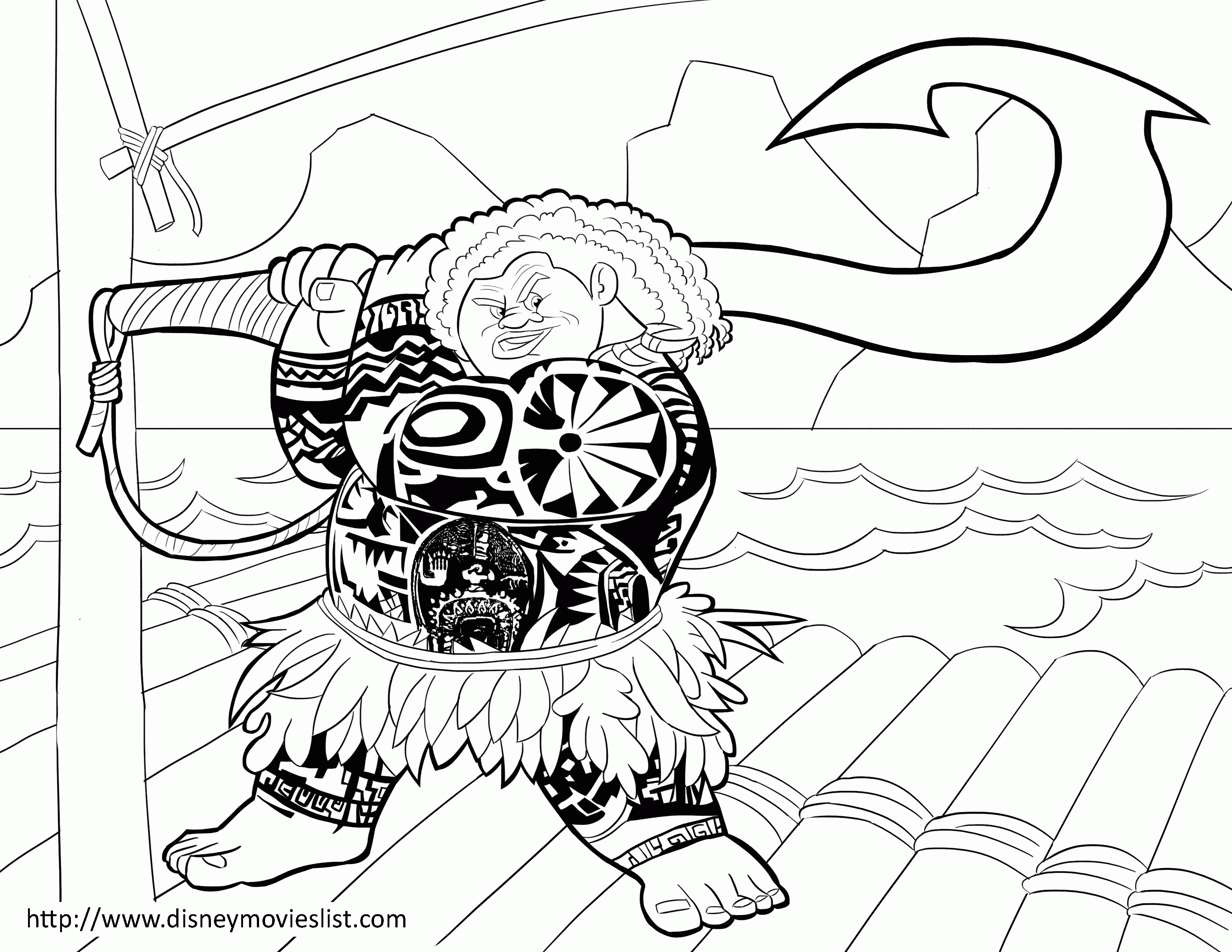Maui Coloring Page - Moana Coloring Pages