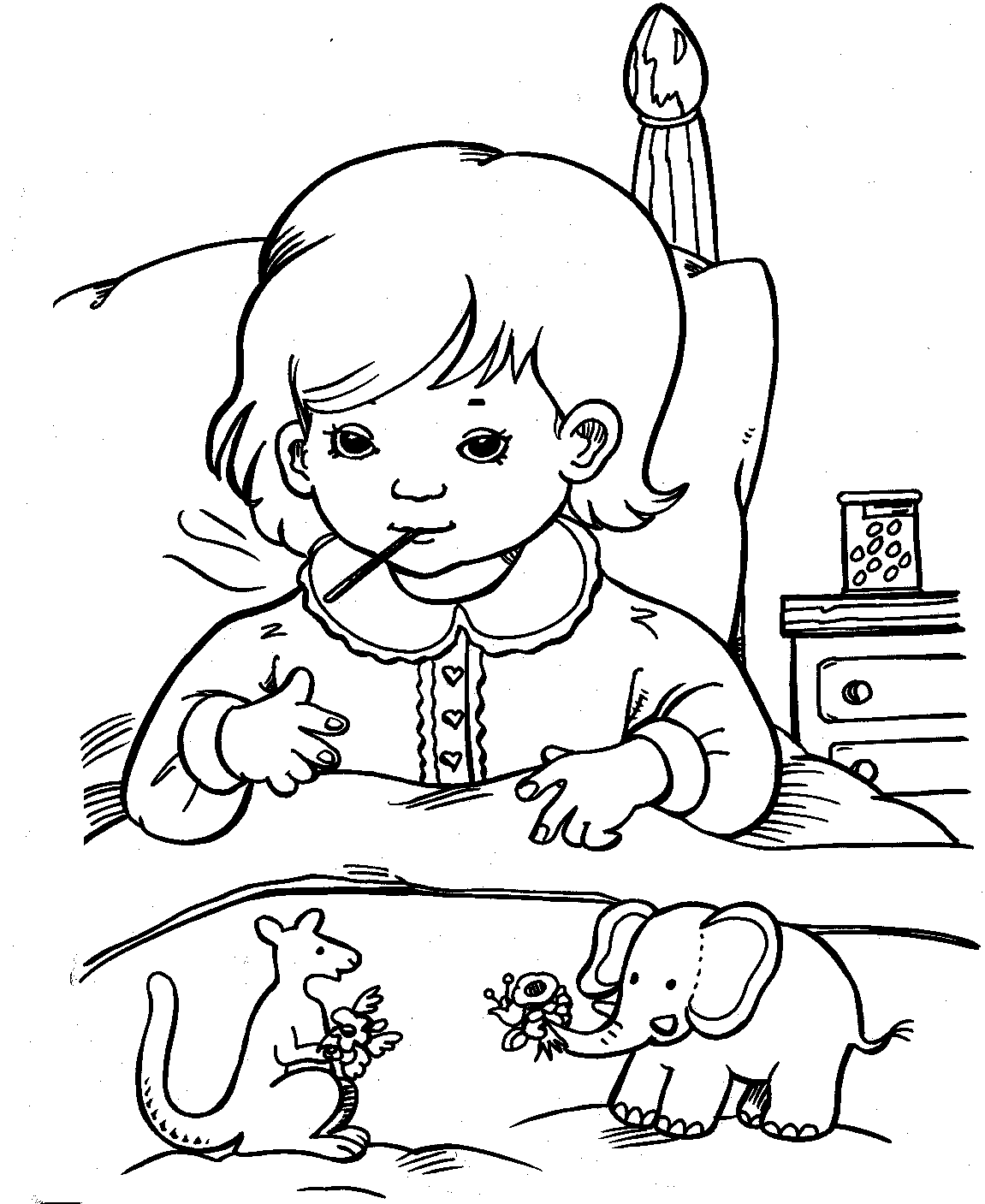 Sick Child Coloring Page Home Pages