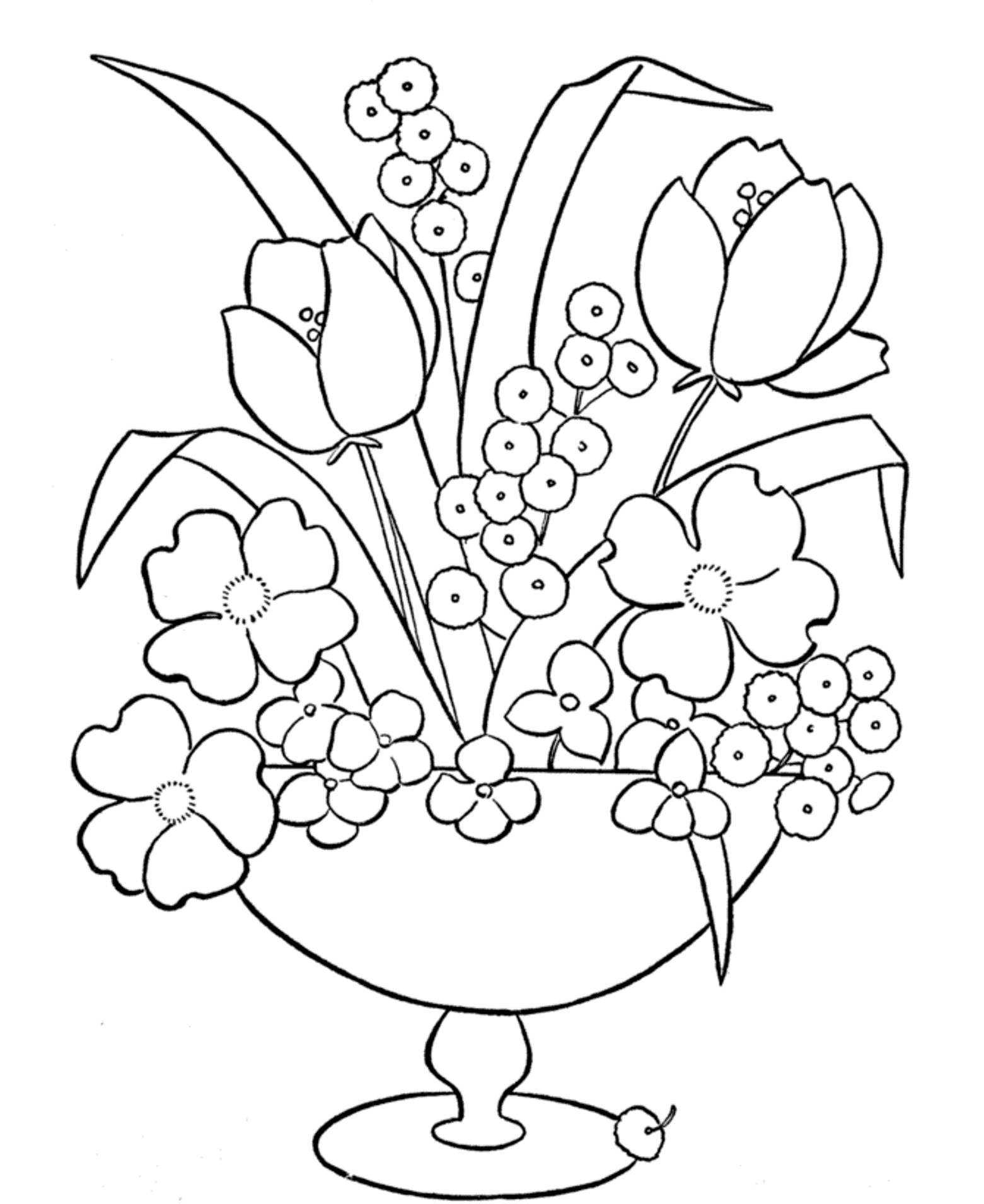 Vase And Flowers Coloring Page Coloring Home