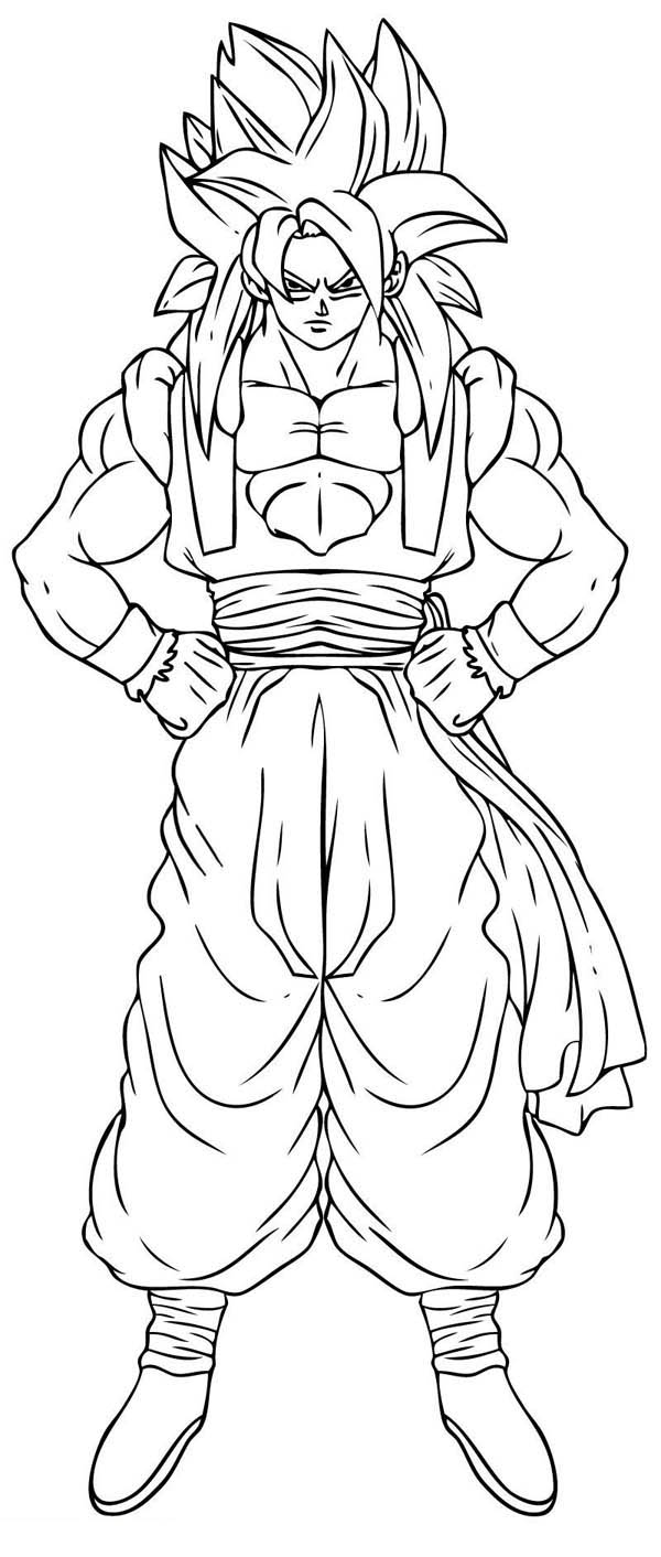 Goku Super Saiyan 4 Form in Dragon Ball Z Coloring Page Goku
