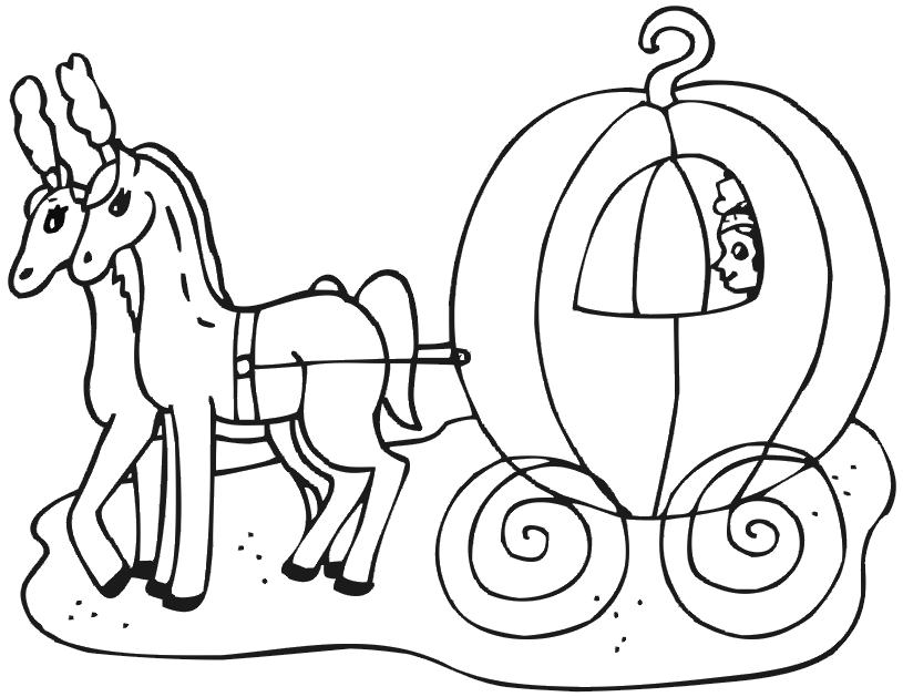 Cinderella Horse And Carriage Coloring Pages Sketch Coloring Page