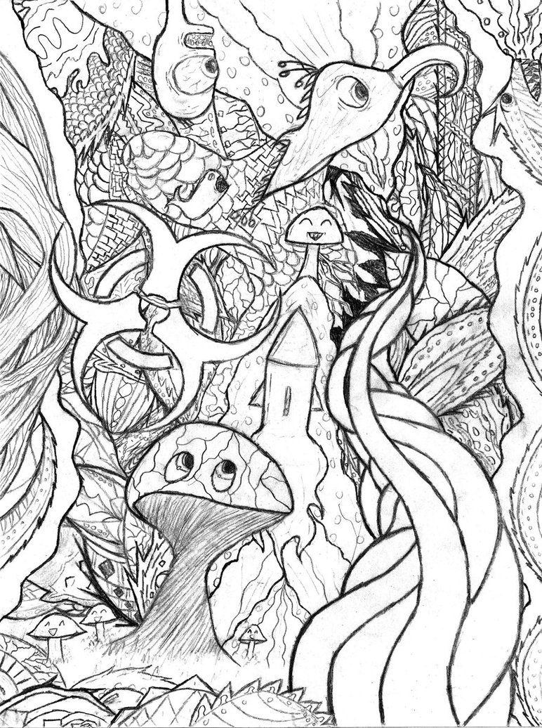 13 Pics Of Trippy Coloring Book Pages Collage - Easy Trippy