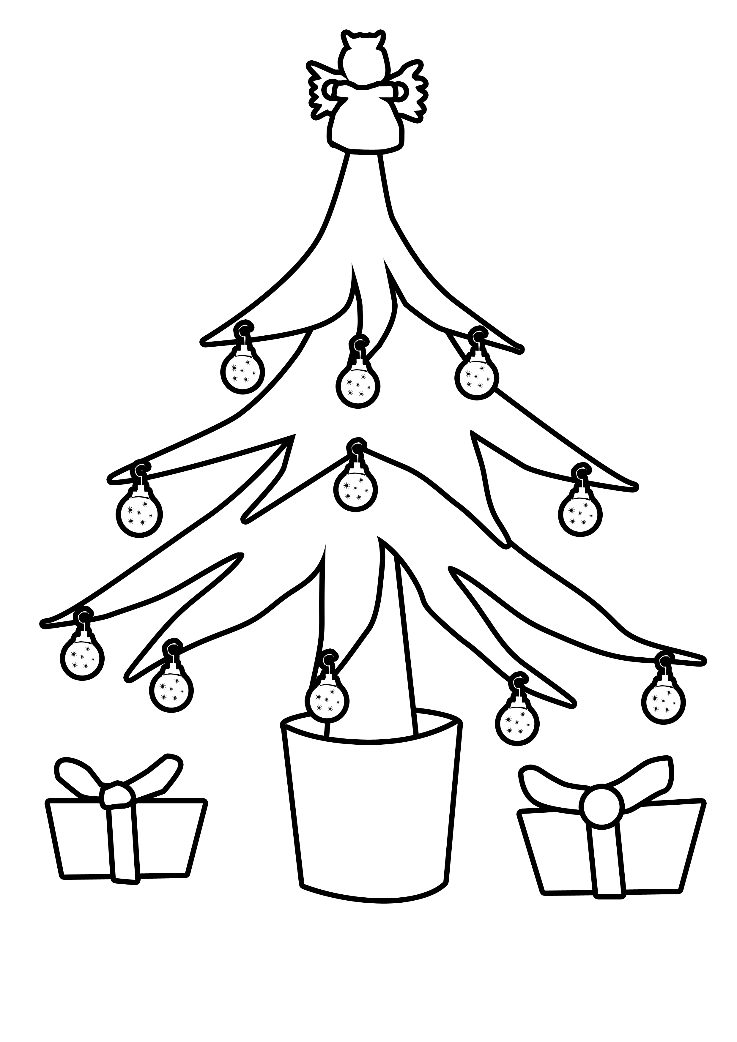 Tree outline, Christmas cakes and Christmas trees