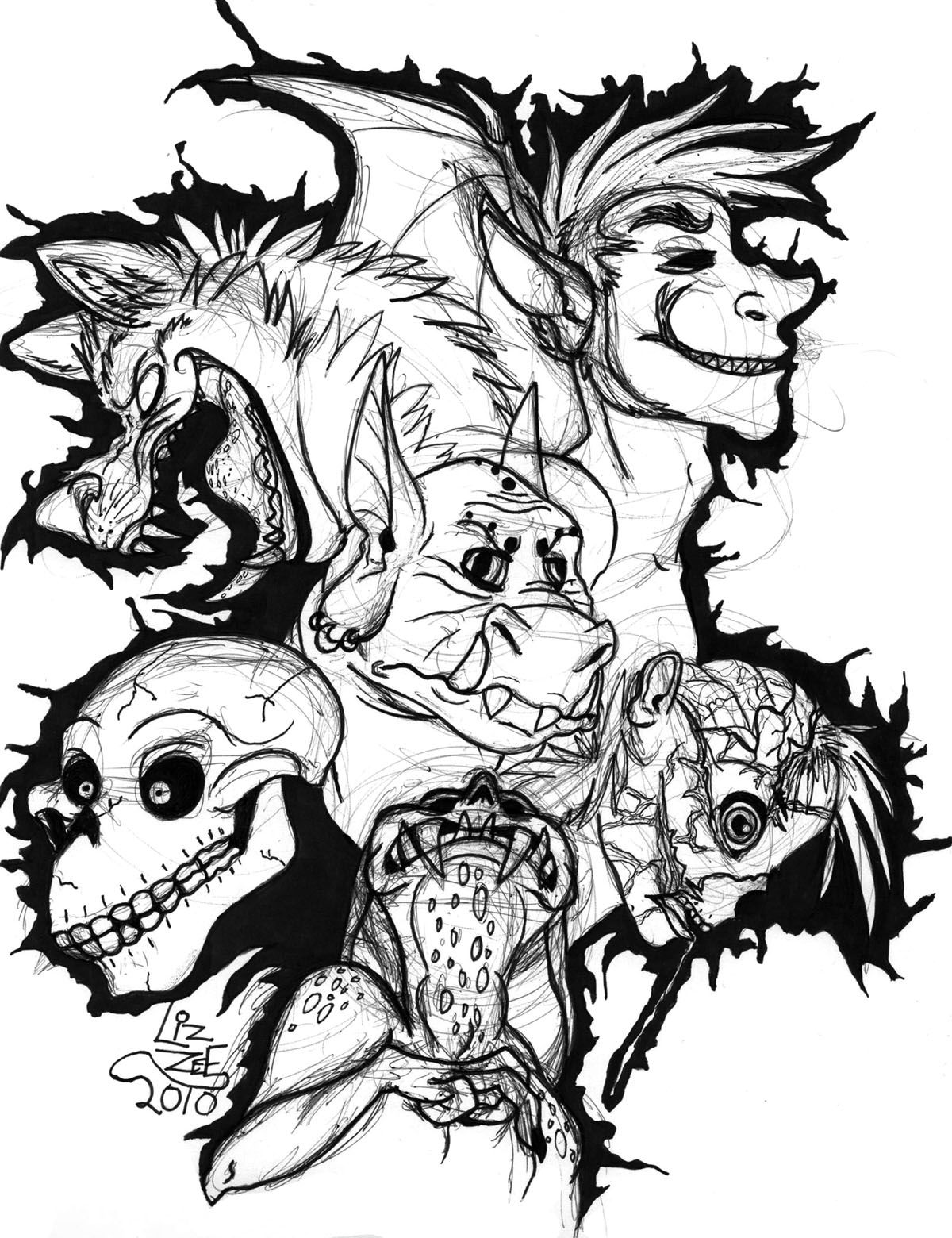 Monsters Coloring Page - Coloring Home