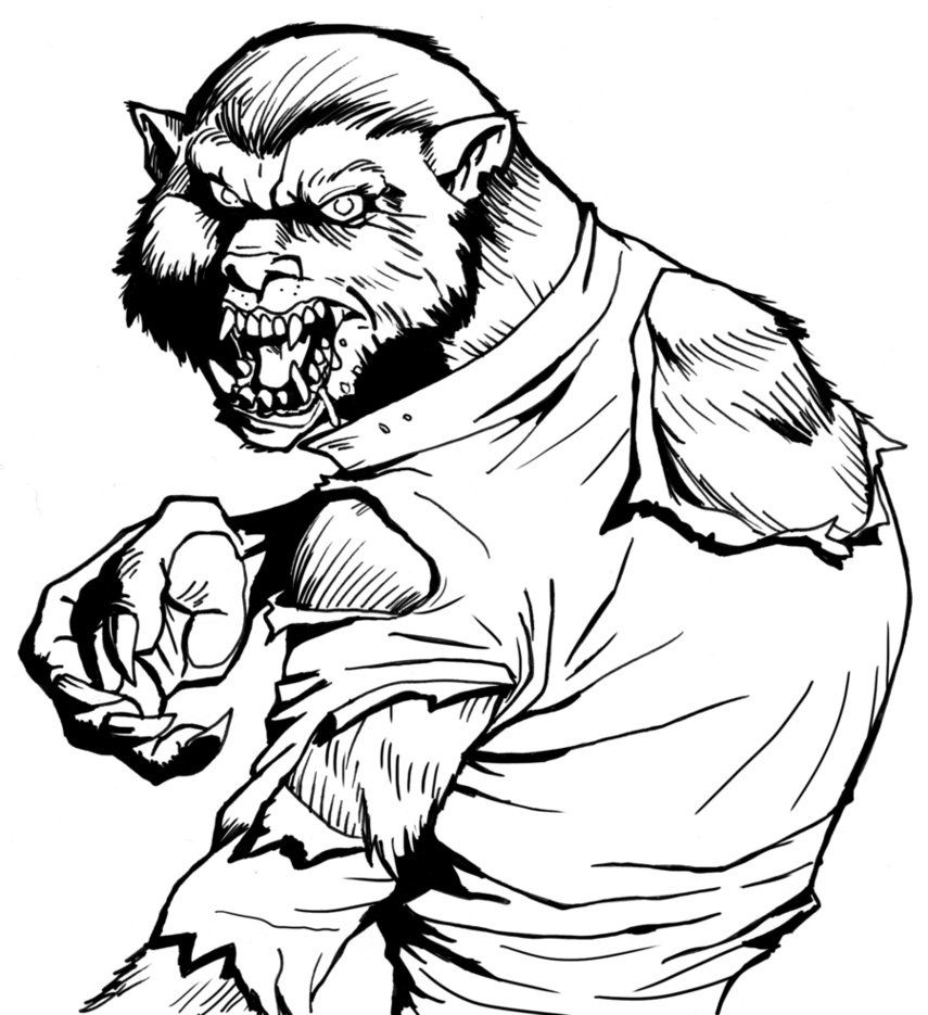 Vampire And Werewolf Coloring Pages Halloween Werewolf Coloring