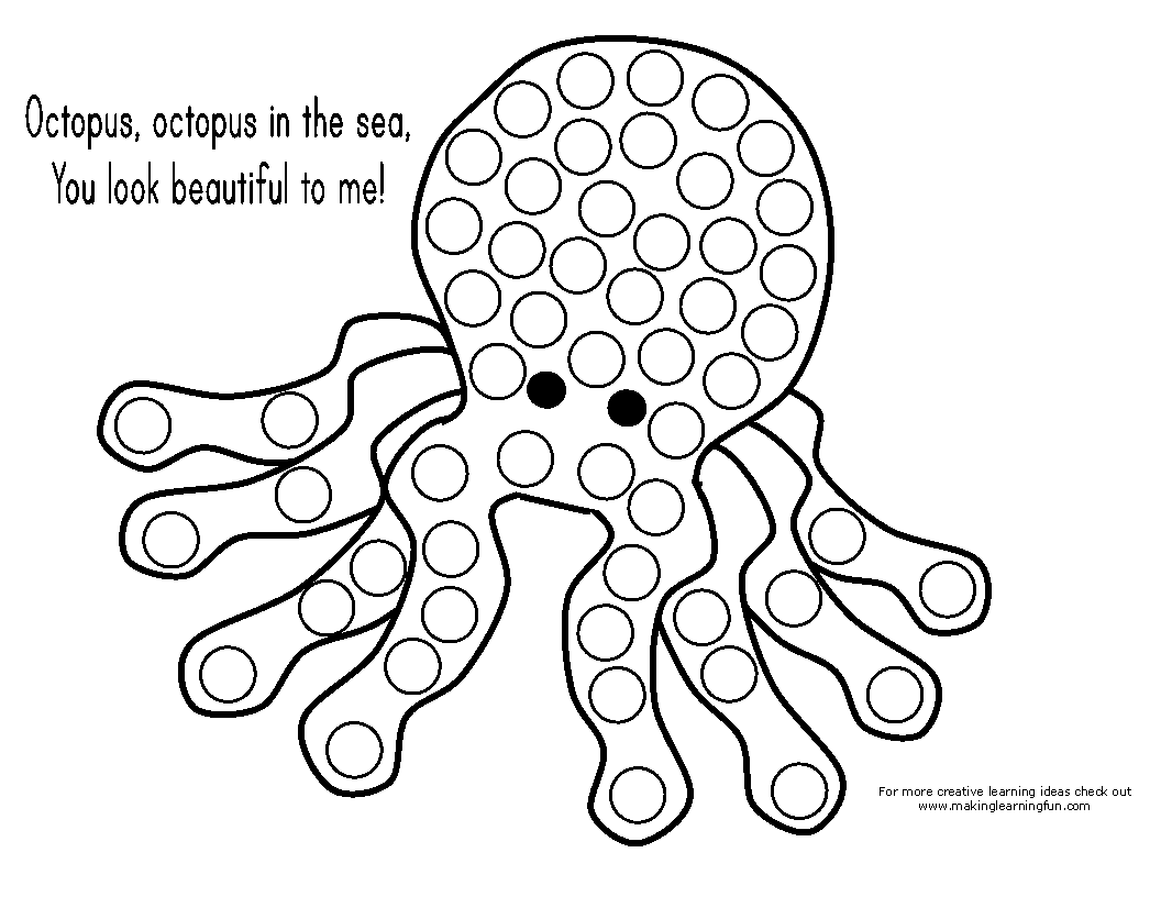Octopus Bingo Dauber Coloring Page