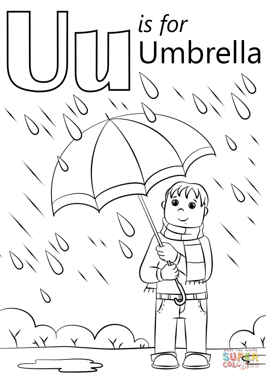 U is for Umbrella coloring page | Free Printable Coloring Pages