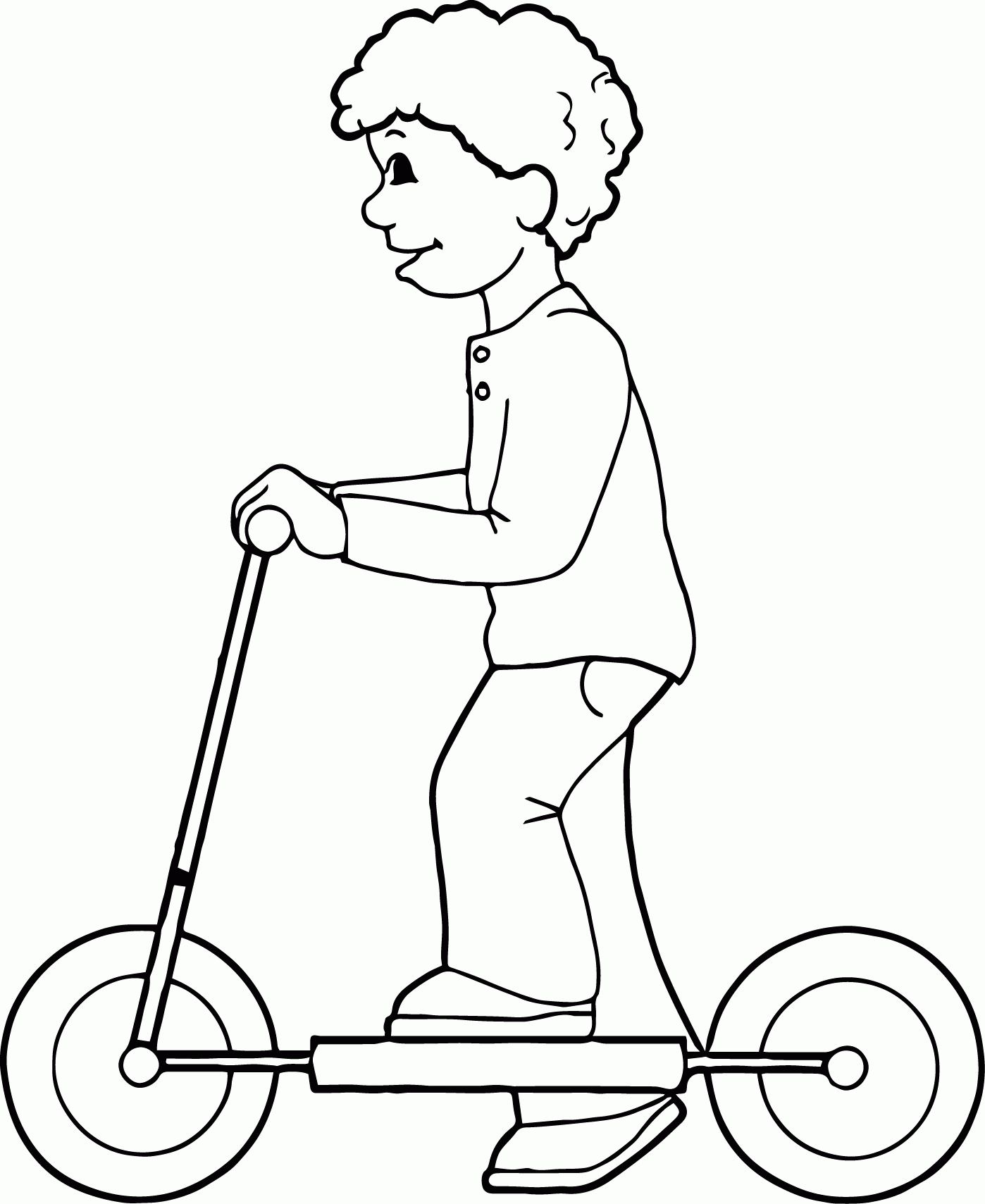 Children Play Biycle Coloring Page | Wecoloringpage