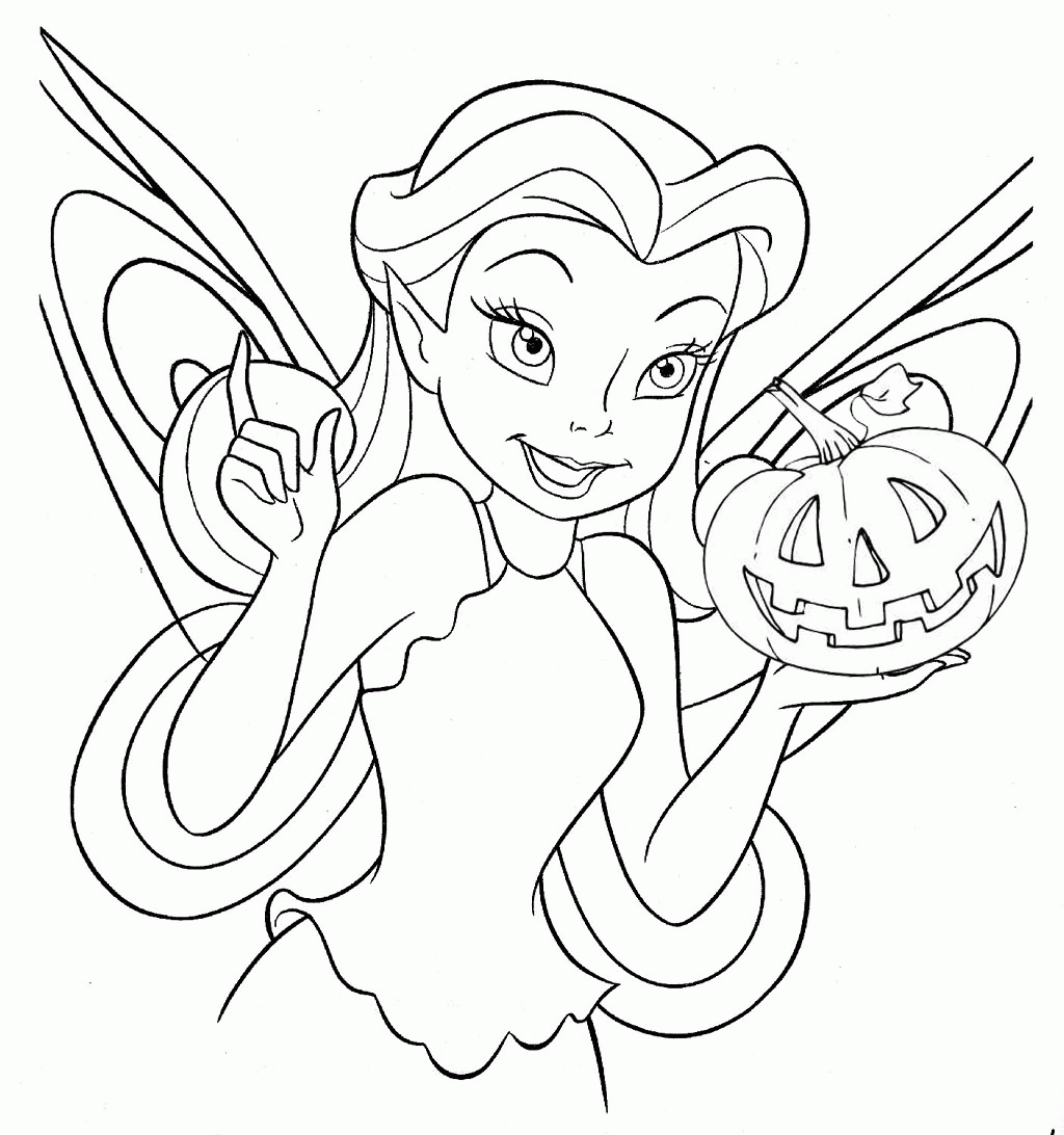 Tinkerbell Happy Halloween Coloring Pages for Kids Free Printable ...
