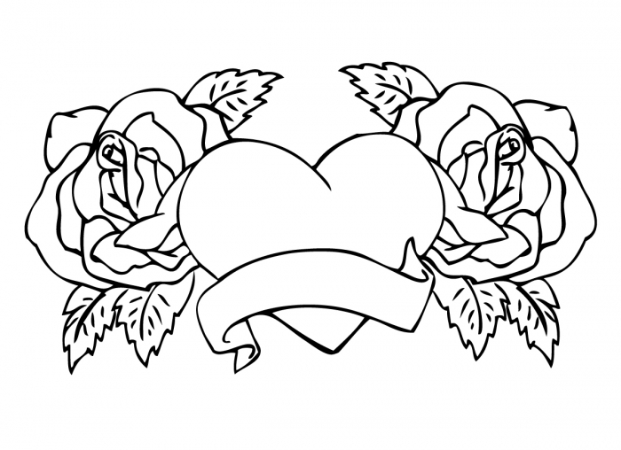 adult rose flowers. hearts and roses coloring pages coloring pages ...