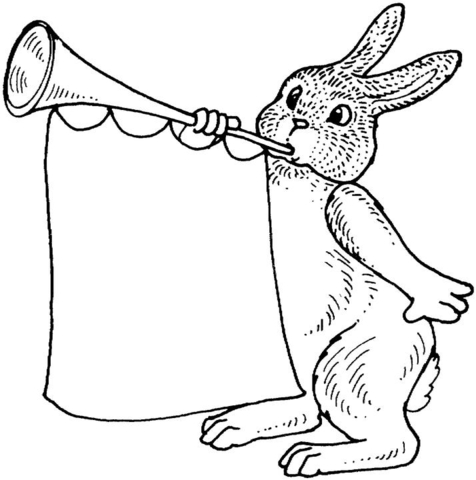 Rabbit With Trumpet coloring page | Free Printable Coloring Pages