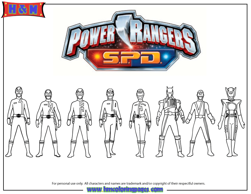 Power Rangers Spd Group Coloring Page | H & M Coloring Pages