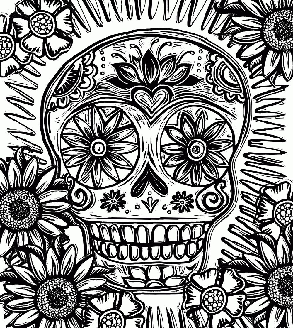 Sugar Skull Adult Coloring Page - Coloring Home