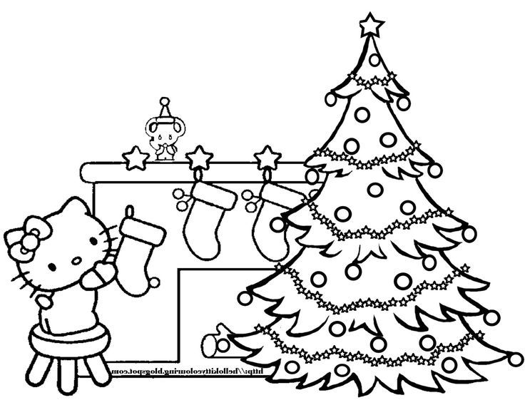 Hello Kitty Christmas Coloring Page - Coloring Pages for Kids and ...