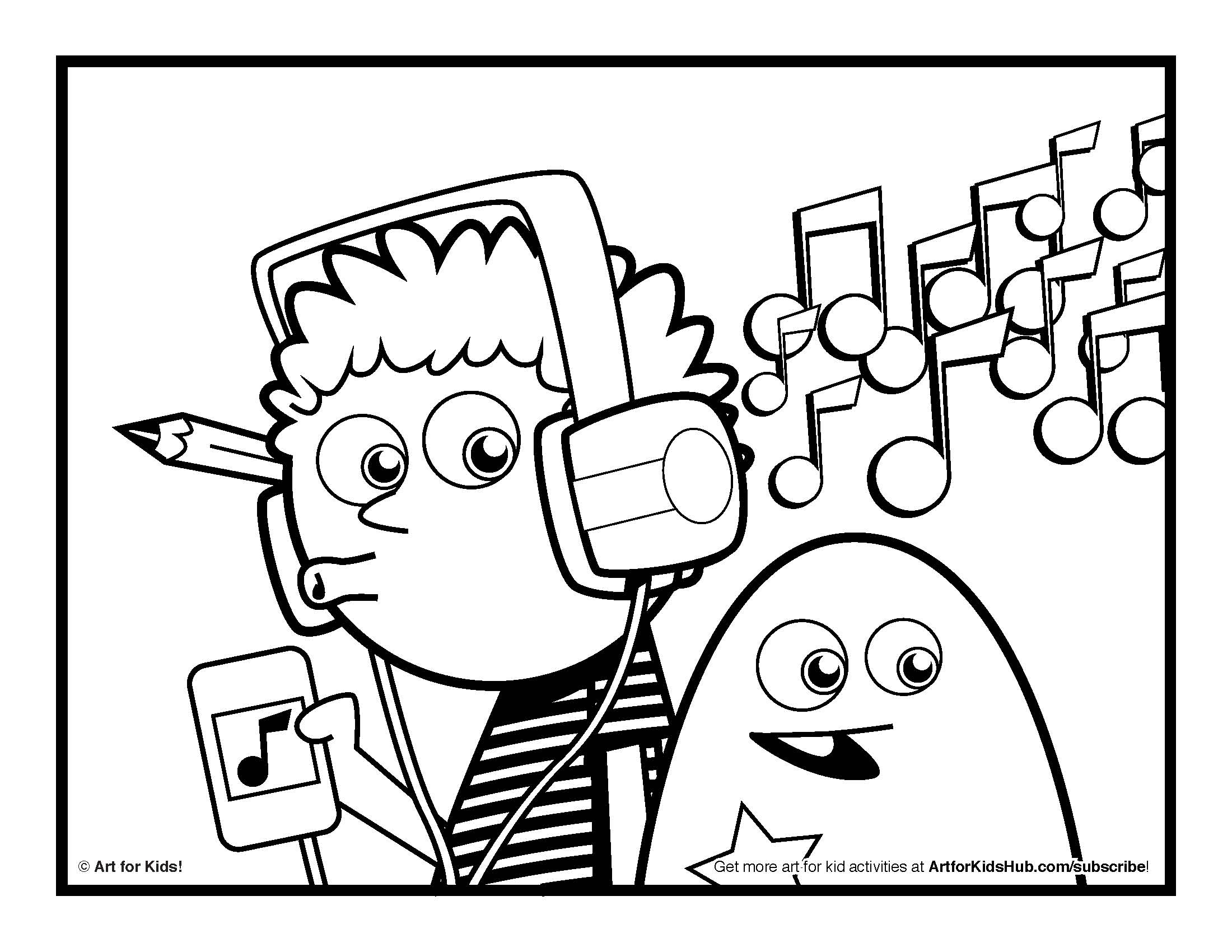 Listening To Music Coloring Pages Free Kids Online Download