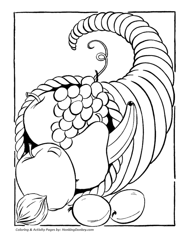 Thanksgiving Coloring Pages - Cornucopia (Horn of Plenty) big ...
