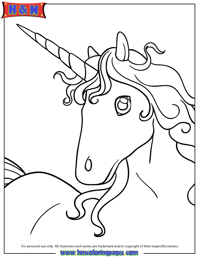 Picture Of Unicorn Head Portrait Coloring Page | H & M Coloring Pages