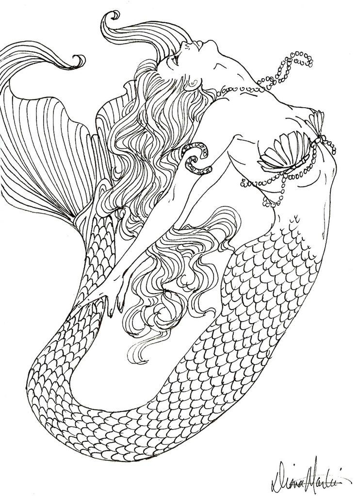 coloring adults mermaids printable popular fantasy