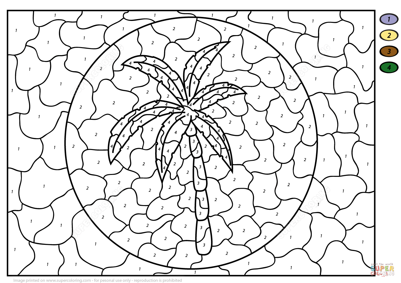 Palm Tree Color by Number coloring page | Free Printable Coloring ...