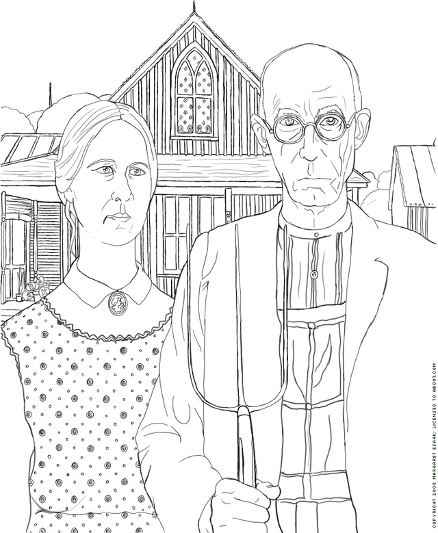 American Gothic Coloring Page
