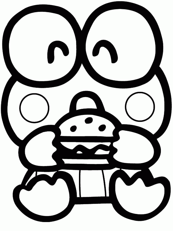 Keroppi Had Delicious Burger Coloring Page