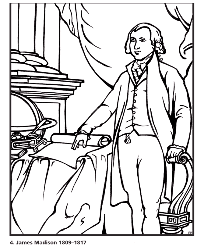 USA-Printables: James Madison Coloring Page - 4th President of the United  States - 2 - US Presidents Coloring Pages
