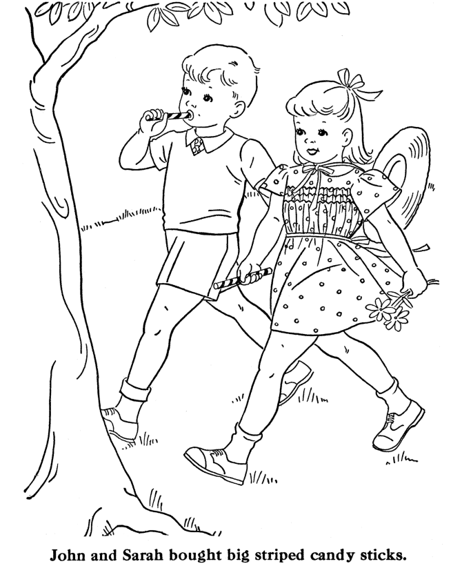 BlueBonkers: Kids Coloring Pages - walking home from the candy ...