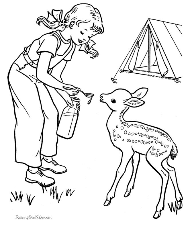 Kids camping Colouring Pages (page 2)