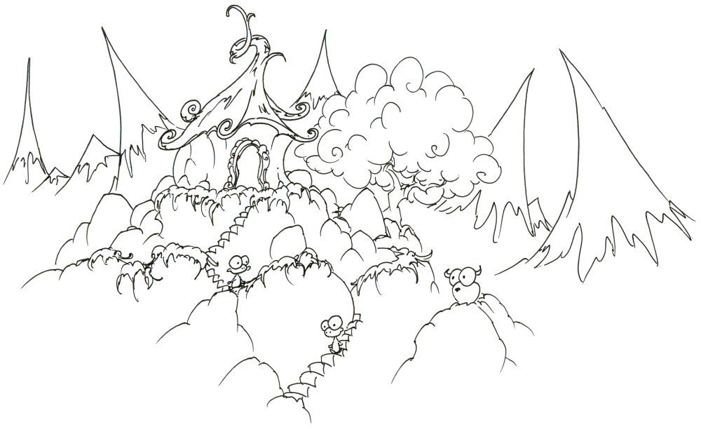 coloring page: monkeys in a mountain house | bluebison.
