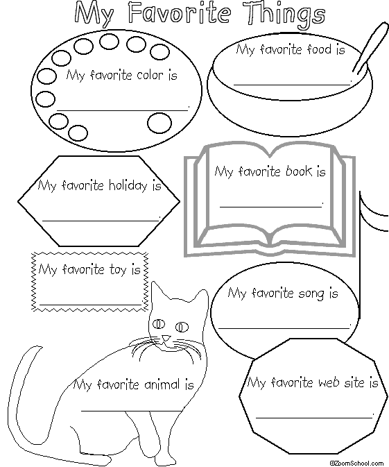 My favorite things coloring page