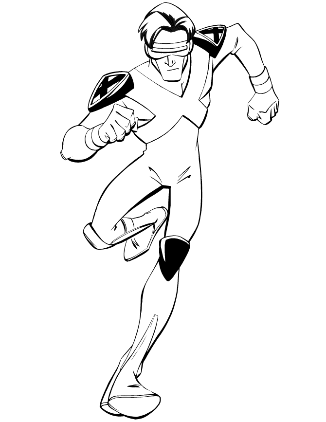 X Men Cyclops Running Coloring Page | Free Printable Coloring Pages