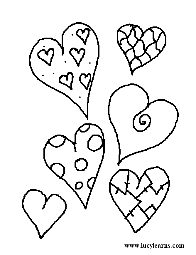 Coloring pictures of hearts, Valentine's day
