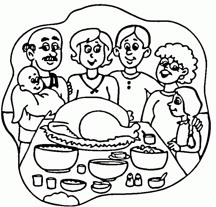 Thanksgiving Dinner Coloring Pages Coloring Home
