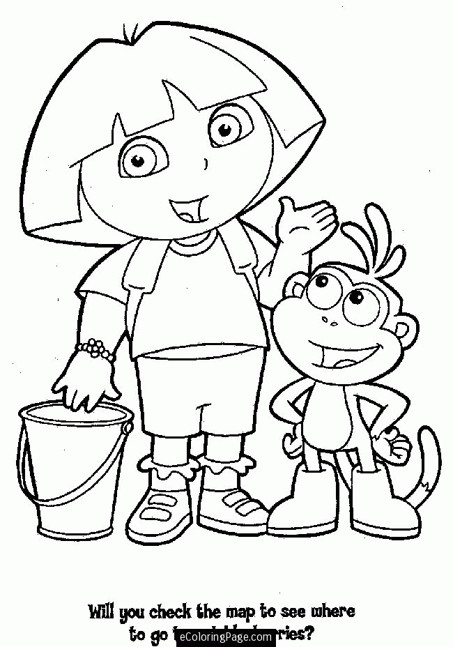 Dora the Explorer and Boots Printable Colouring Page 