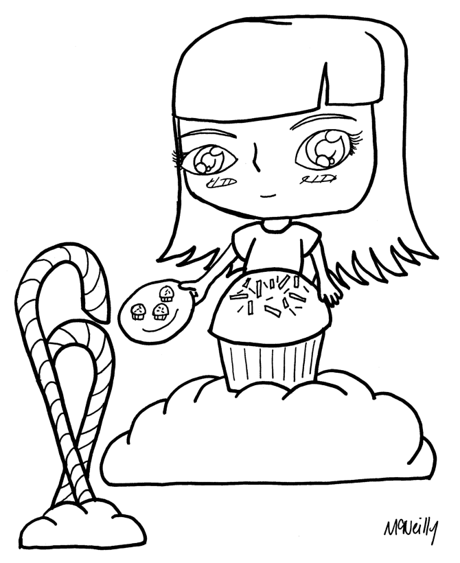 Anime Coloring Pages - Anime Candy Girl Coloring page sheets 
