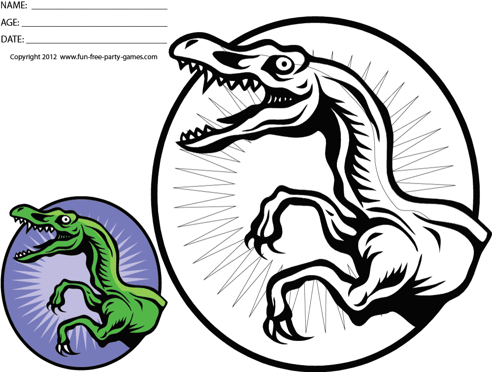 Free Dinosaur Coloring Sheets: Cartoon Dinosaur Velociraptor Icon 