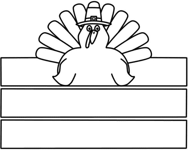 Thanksgiving Turkey Hat Paper Craft (Black And White Template