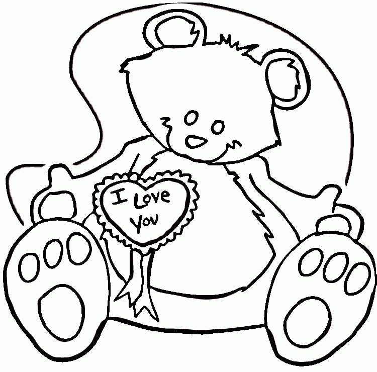 Teddy Loves You - Valentines Day Coloring Pages : Coloring Pages 