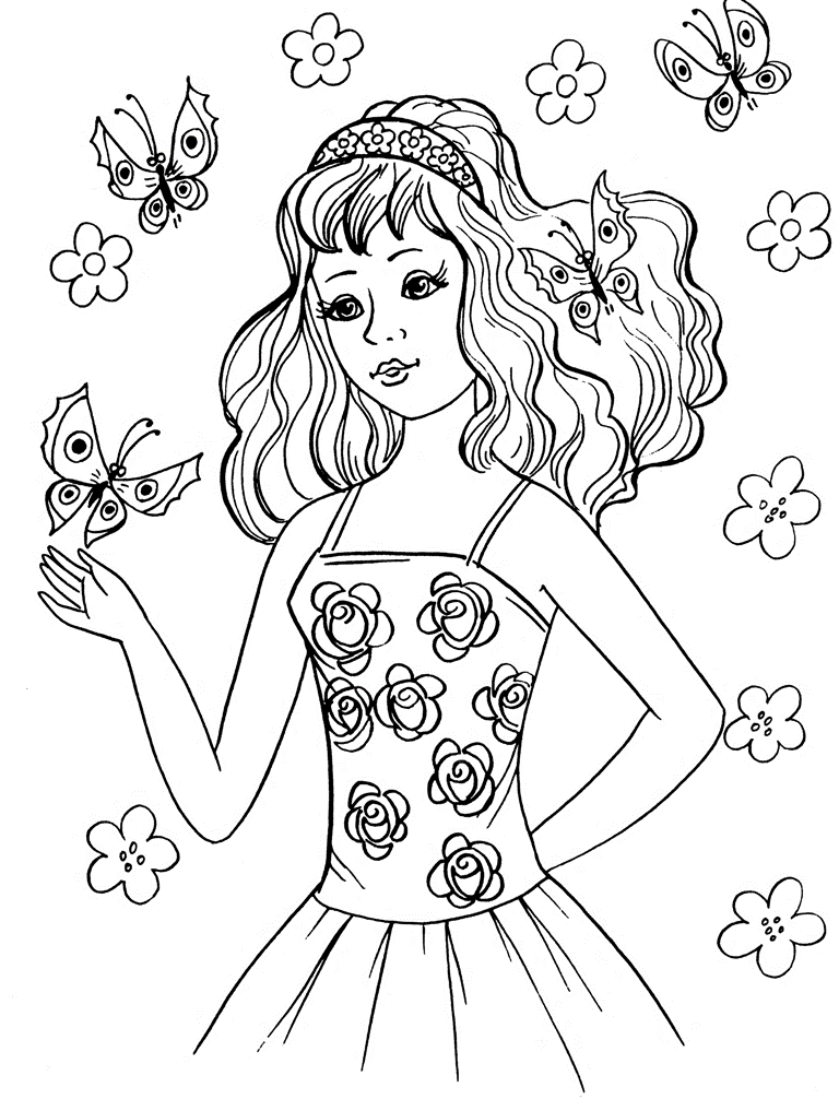 Girls Coloring Pages Easy - Coloring Home