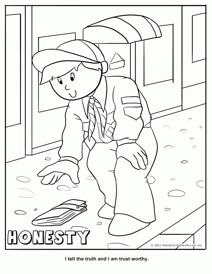 Printable Honesty Coloring Page | Cub Scouts