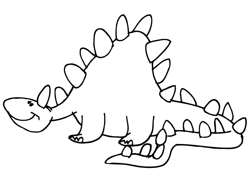Dinosaur Coloring Page | Happy Stegosaurus