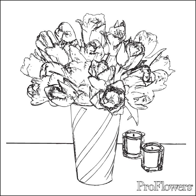 Bouquet Of Roses Coloring Pages