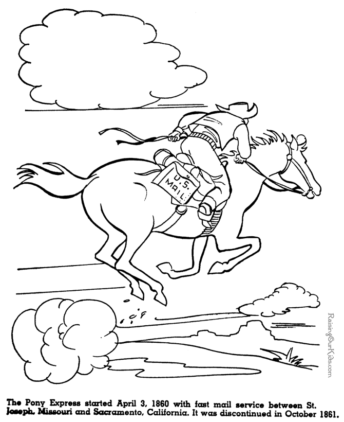 The Pony Express - History coloring pages for kids 063