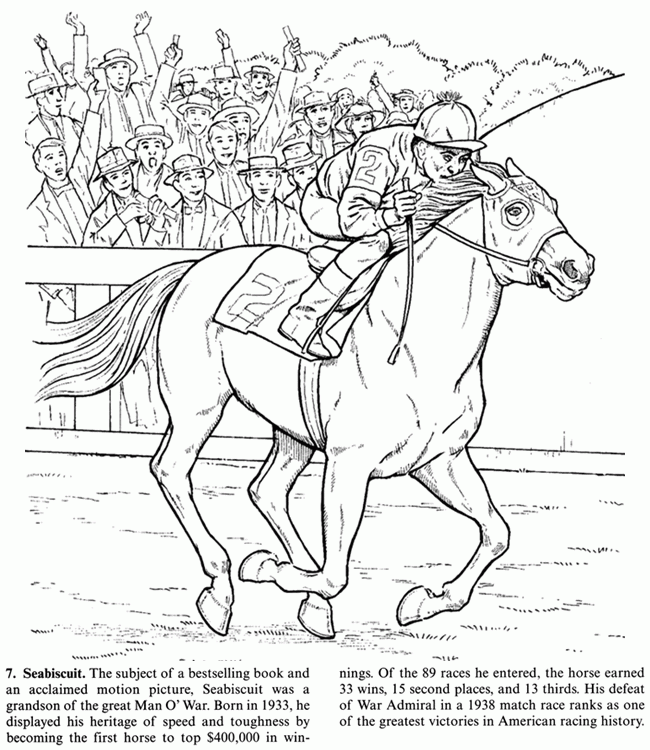 Horse Coloring Page of the Famous Seabiscuit