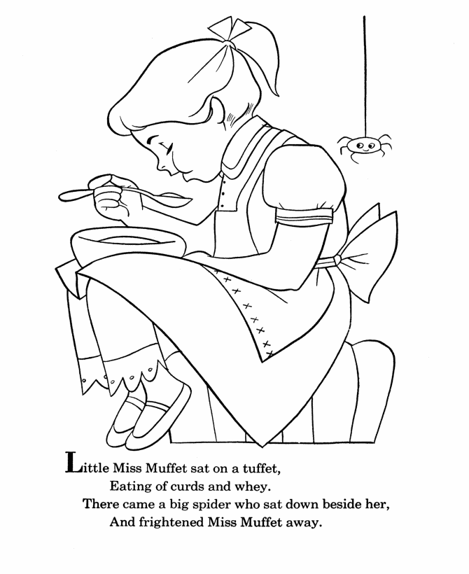 Little Miss Muffet Coloring Page - Coloring Home