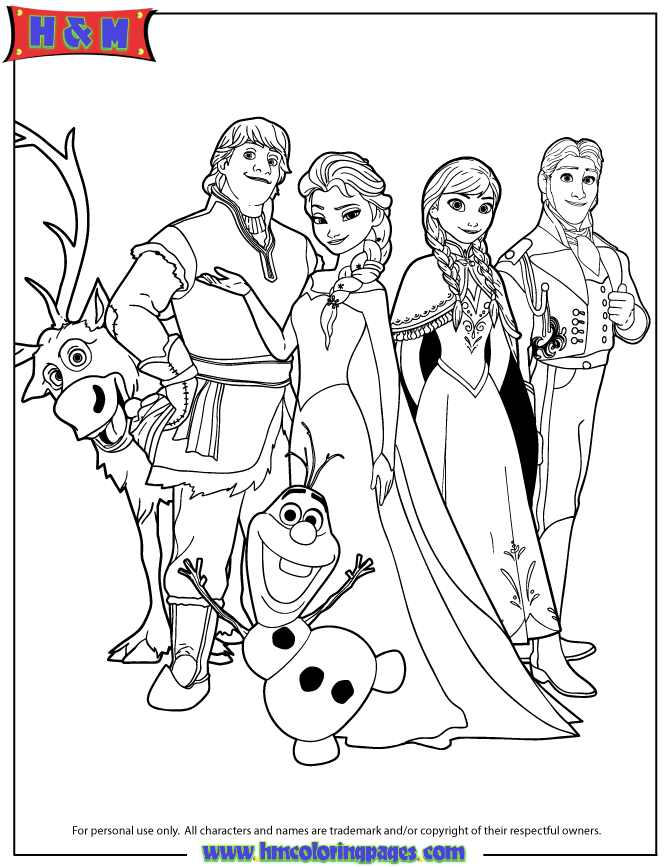 Disneys Frozen Characters Coloring Page | Free coloring pages for kids